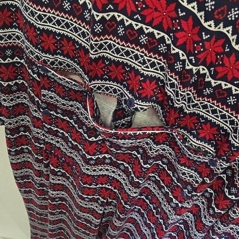 La Vie En Rose One Piece Pajamas Sleepwear, Fair Isle Winter Pattern, XXL, New - Picture 10 of 10